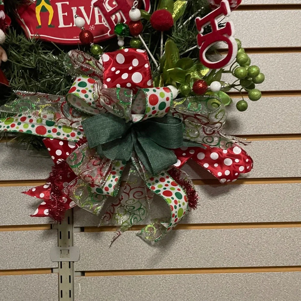 Christmas Elf Wreath Holiday Wall Door Decor Festive Holiday Home Decoration 14